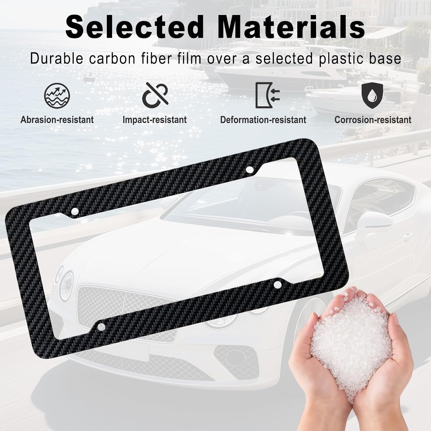 Carbon Fiber License Plate Frames, 2 Pack Black Plastic License Plate Cover image 4