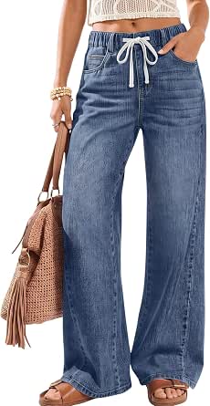 Trendy Queen Women's High-Waisted Wide-Leg Jeans