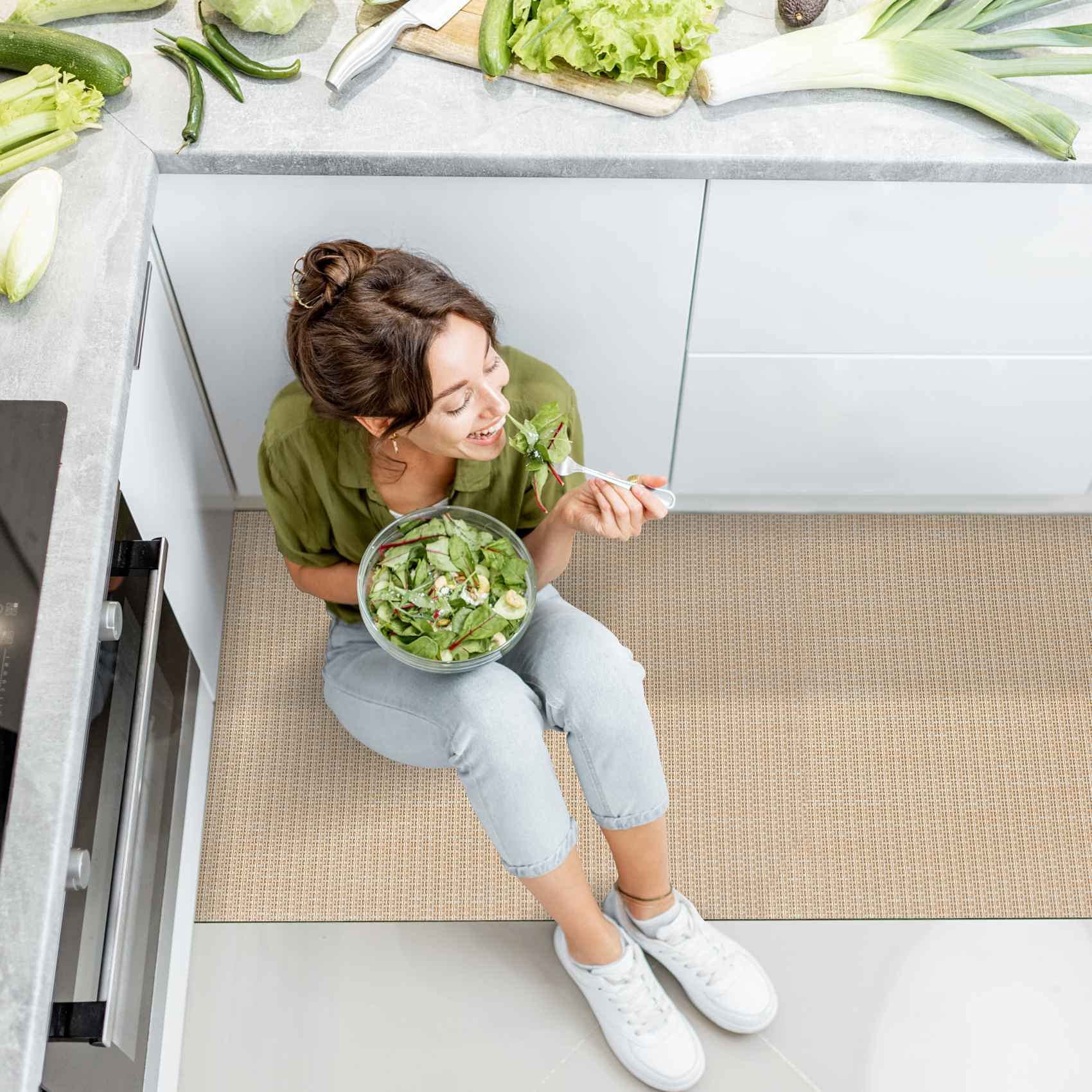 Tapis d'extérieur imperméable pour balcon, terrasse, couloir, tapis de sol - Résistant aux intempéries, beige, lavable 160 x 50 cm