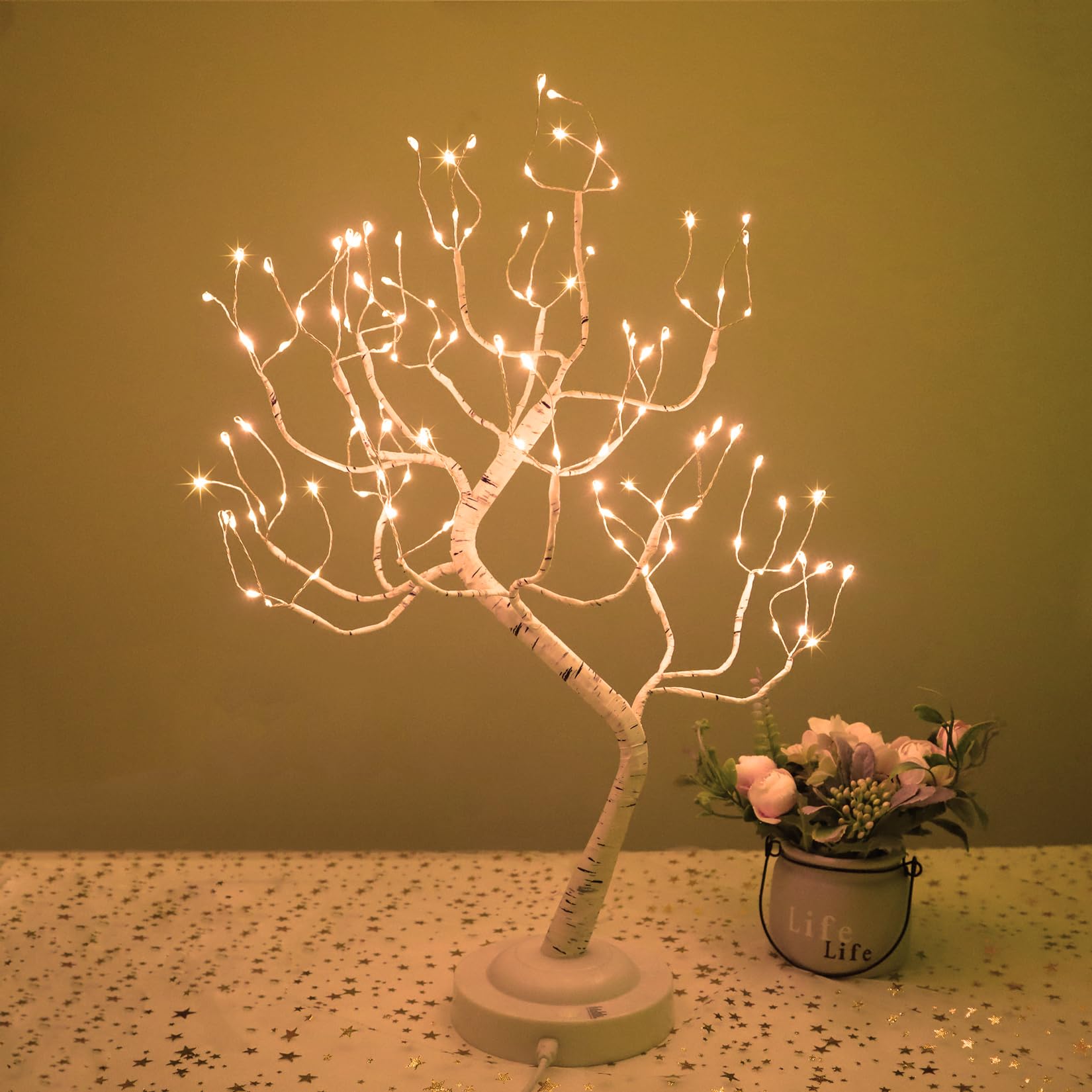 Árbol de Luces LED, 108 LED Árbol Iluminado de Mesa Bonsái, 8 Modos, Funciona con batería/USB, Arbol LED Decorativo, Lampara de Arbol, Lampara Bonsai Interior para Navidad, Fiestas, Cumpleaños y Bodas