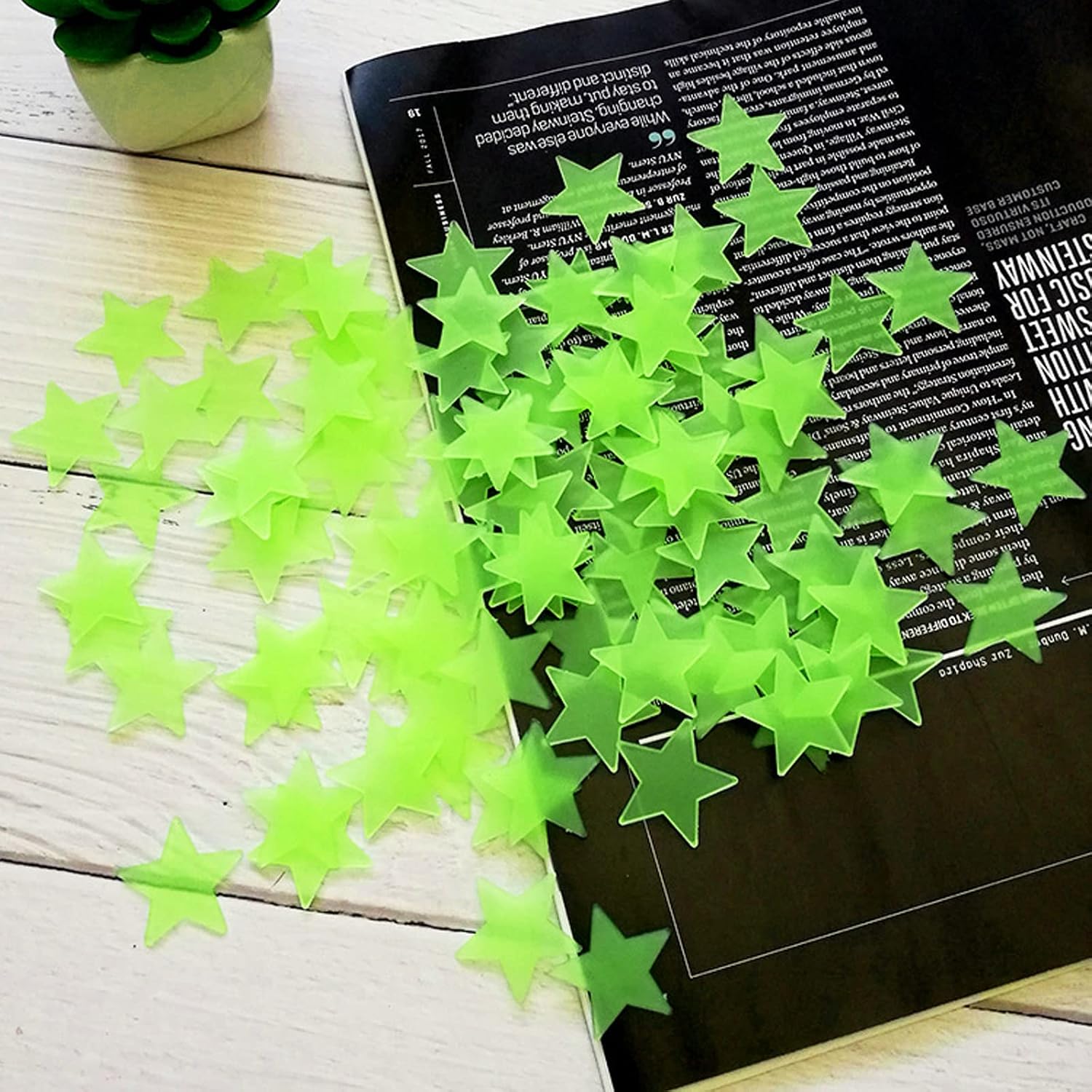 Glow in The Dark Stars Stickers, ACSAUMMY 201pcs Super Bright Plastic Large Stars Stickers Glow in The Dark Stars for Ceiling Wall Decor Luminous Ceiling Stars and Moon Sticker Decor for Bedroom thumbnail