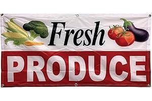 Fresh Produce Banner Sign Fabric Polyester