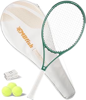 MBFISH Tennis Racket - Super Value Set with Pre-Strung, Comfortable Handle, 27'' Tennis Racquet for Adults, Includes 3 Tennis Balls, 2 Overgrips and 1 Tennis Bag