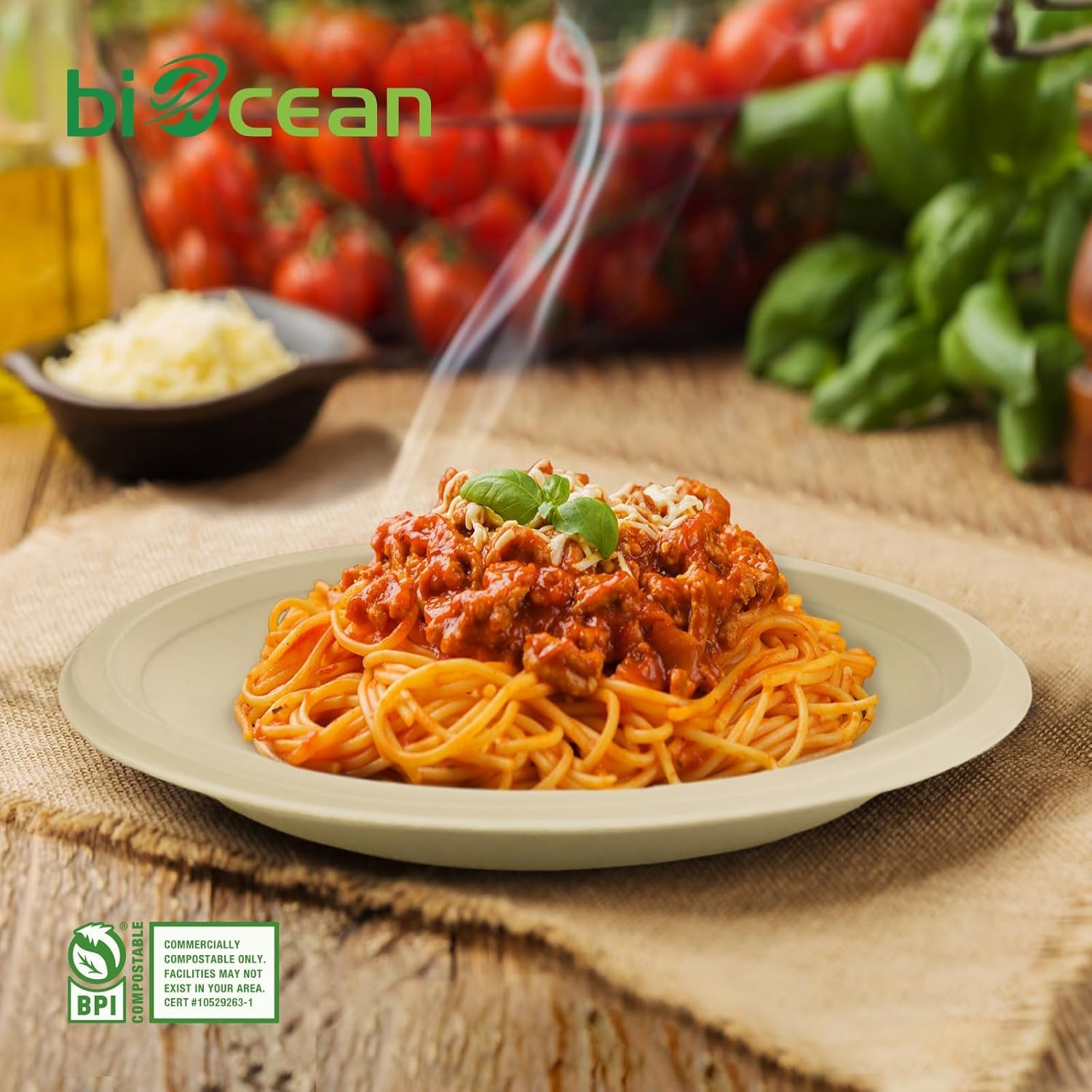 9 Inch Compostable Plates [125 Pack] - Heavy Duty Brown Compostable Paper Plate, Disposable Eco-Friendly Sugarcane Bagasse Plates for Dinner, Party, and Weddings (Round)