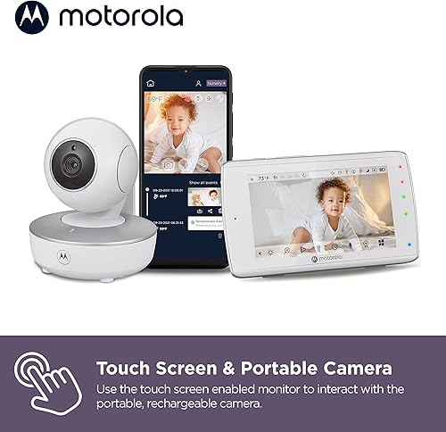 Miniatura 2 de Motorola - Monitor de bebé VM36XL con pantalla táctil portátil de 5 pulgadas con cámara HD 720p se conecta a la aplicación de teléfono inteligente