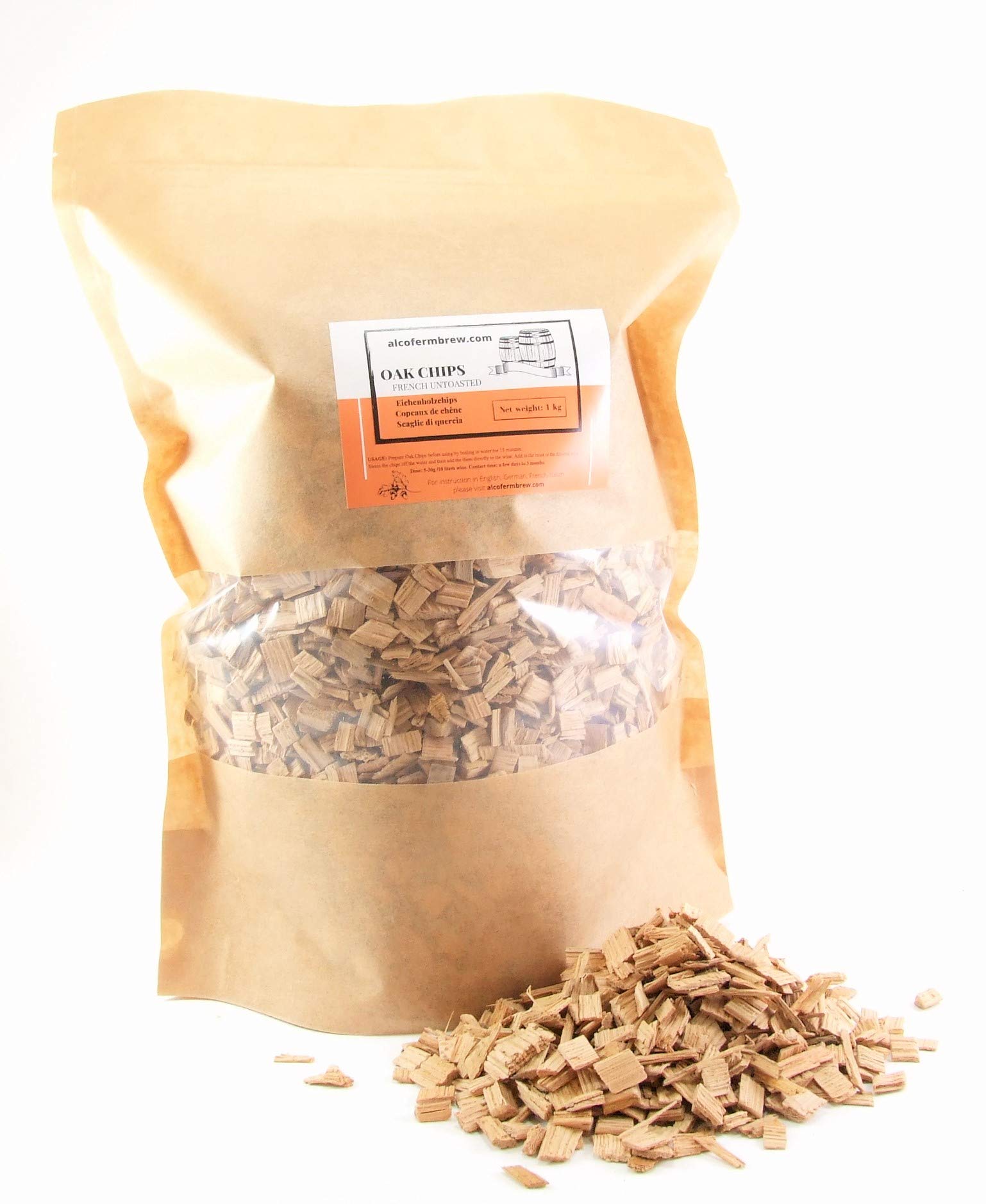 Virutas de Roble - French Untoasted 1kg - Astillas de Roble | Astillas de Madera | Envejecimiento del Vino | Oak Chips