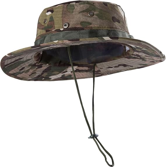 Unisex Military Boonie Hat- Premium Soft Cotton & Polyester Fabric, Sturdy Stitching Wide Brimmed Mens & Womens Boonie Hat- Top Camo Bucket Hat In Attractive Colors For Sports Fishing Beach