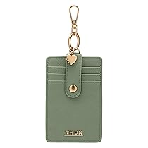 THUN – Porta carte con gancio, verde – ecopelle – Collezione Sempre con me – 7.5 x 11 cm