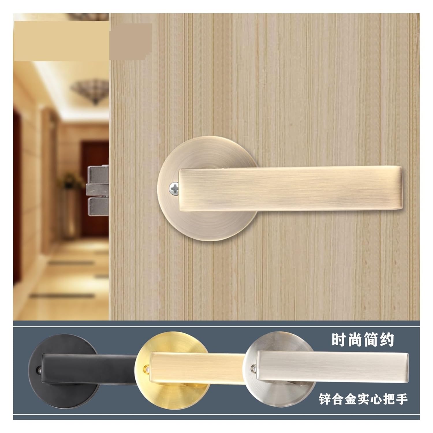 Heavy Three-Pole Passage Lock keyless Door fire Aisle Bathroom Hotel KTV Room Handle