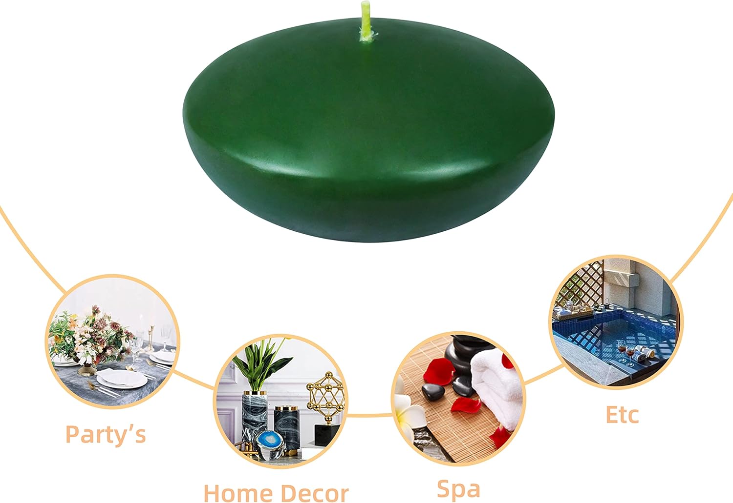 Zest Candle CFZ-088_8 4 Inch Hunter Green Floating Candles, 4", 24 Count