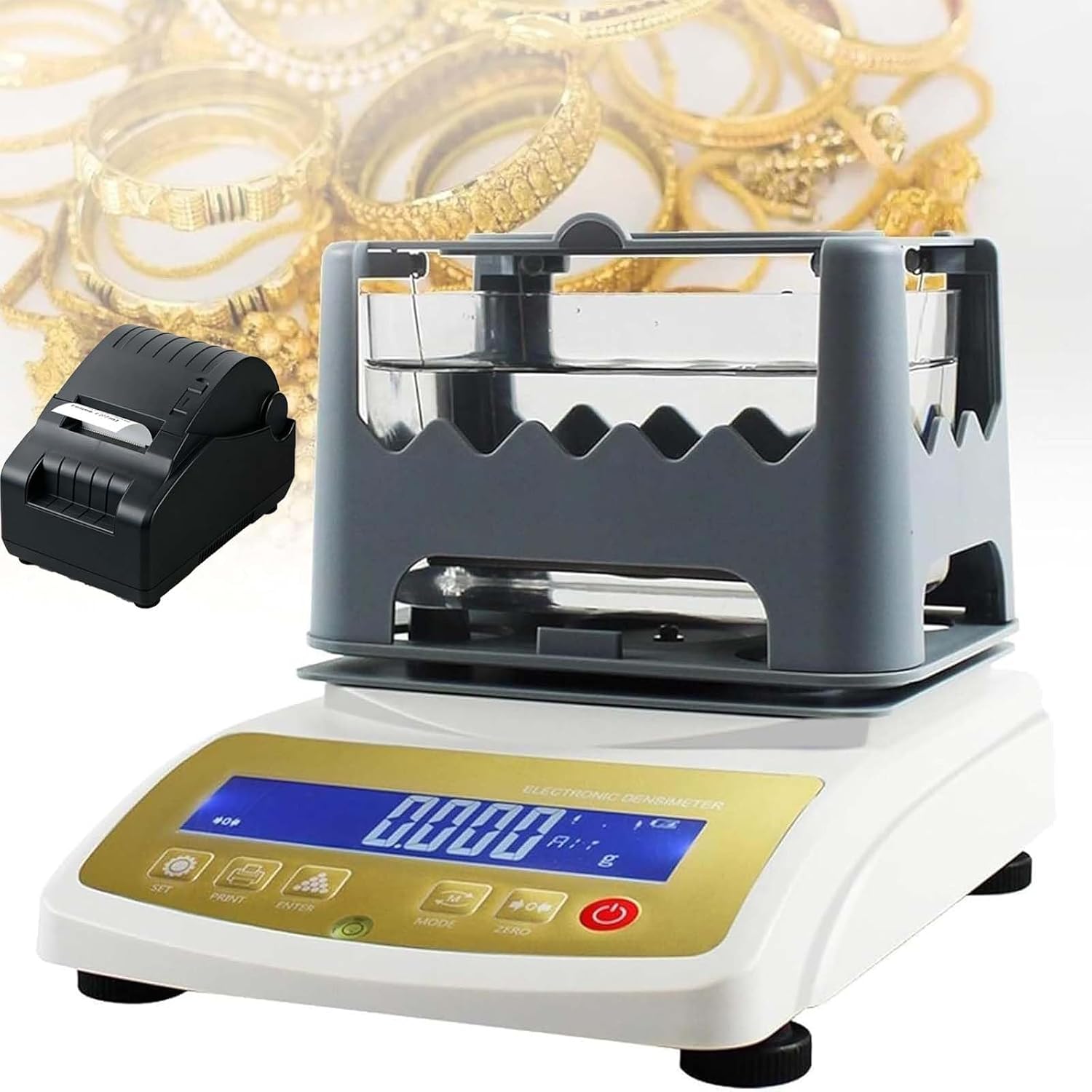 Electronic Gold Carat Purity Tester, Metal Tester for Jewelry, Precious Gold Purity Content Detector Precious Metal Analyzer, Weighing Precision 0.01g/0.005g/0.001g(W/Printer,XF1203K)