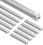Barrina LED Lumière de magasin, 4FT 40W 5500LM 5000K Blanc clair, forme V, couvercle transparent, relié avec la prise, T8 LED Lumières pour tubes, ETL Inscrit, 10 Boîtes