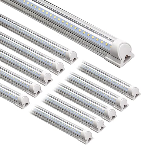 Barrina LED Shop Lights 8FT, 72W, 10000LM, Daylight White, V Shape Cover, Linkab