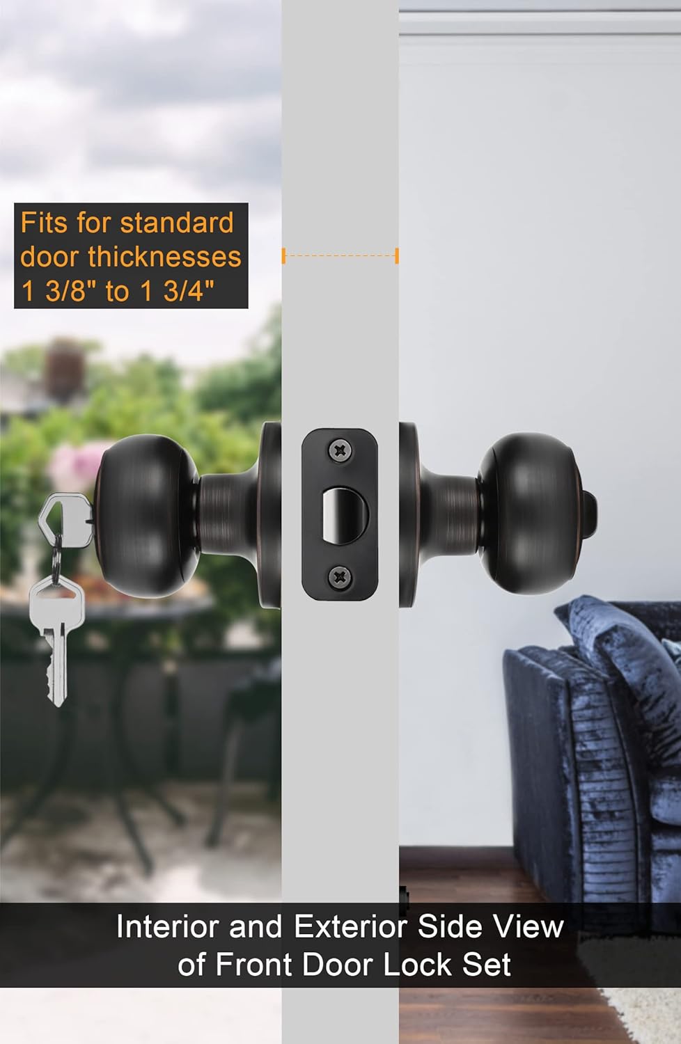 goldenwarm 3 Pack Bronze Keyed-Alike Entry Door Knobs, 3 Pack Oil-Rubbed Bronze Bronze Passage Door Knobs