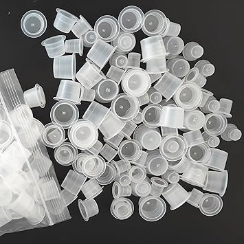 Emalla Tattoo Ink Cap Kit - 300Pcs Mixed Tattoo Ink Caps 100 Small 100 Medium 100 Large Tattoo Ink Cups Disposable Pigment Ink Cups Pigment Container Ink Caps for Tattoo Ink Tattoo Kit Tattoo Supplies