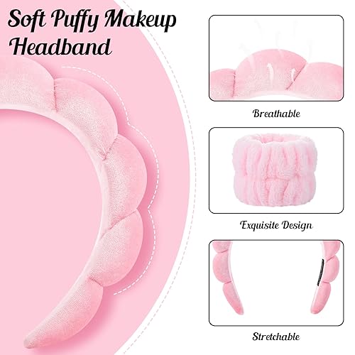 Miniatura 2 de Diadema de esponja para spa, muñequera, banda elástica para lavado de cara, banda para el pelo de burbujas de spa, toalla de lavado, muñequeras para