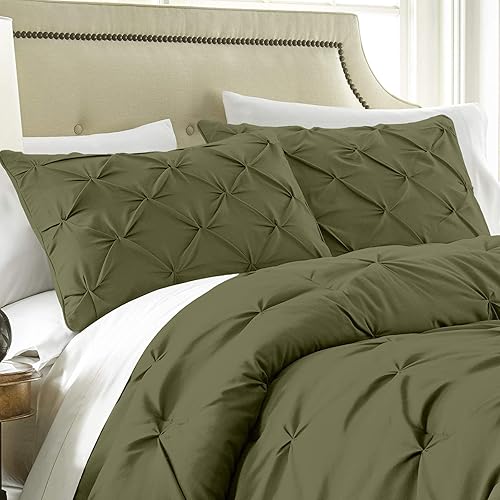 Miniatura 4 de Bedding Kraft Juego de edredón plisado de lujo, 100 % algodón, 17.64ozm, con pestañas de esquina alternativas y acolchadas, con 4 fundas de almohada