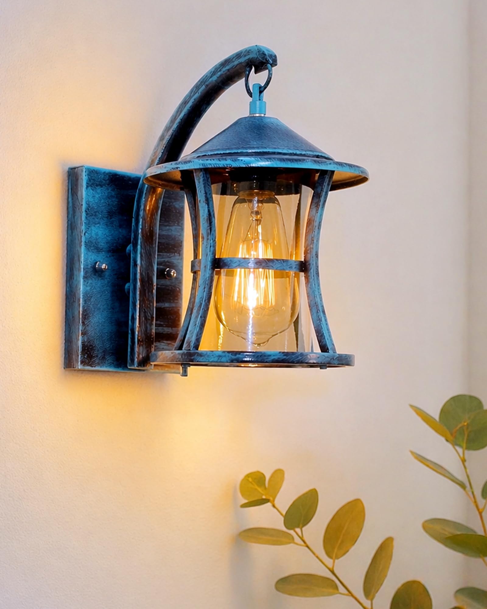 Rustic Blue Wall Light - Farmhouse Sconce -1