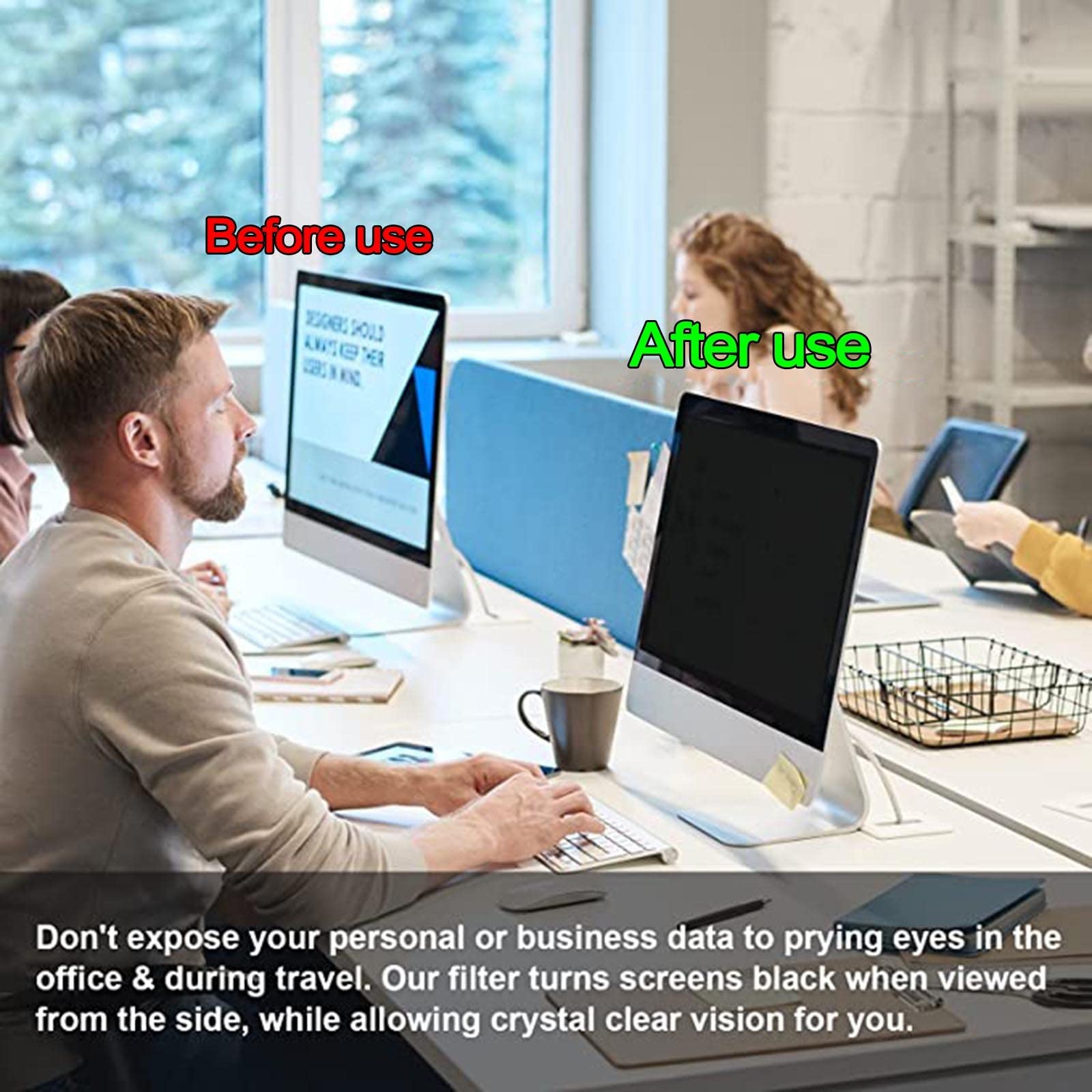 Protector de privacidad para la pantalla del orden Filtro de pantalla de privacidad for computadora, protección antideslumbrante contra luz azul for monitores de 12,5 a 27,1 pulgadas(23.8in/60cm)