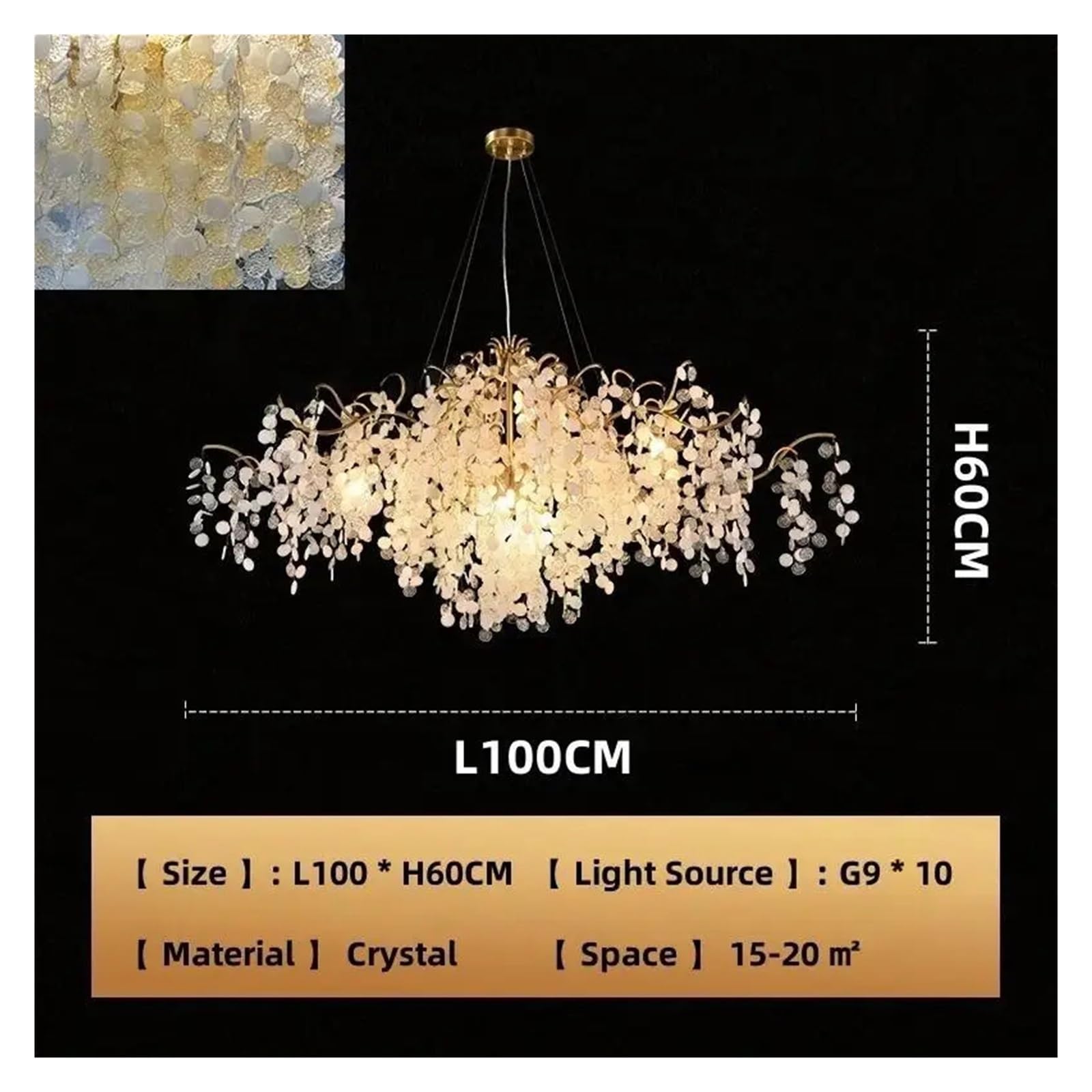 Lámpara de araña de rama de cristal moderna, lámpara de sala de estar, dormitorio de lujo, Villa americana, comedor, iluminación decorativa artística personalizada