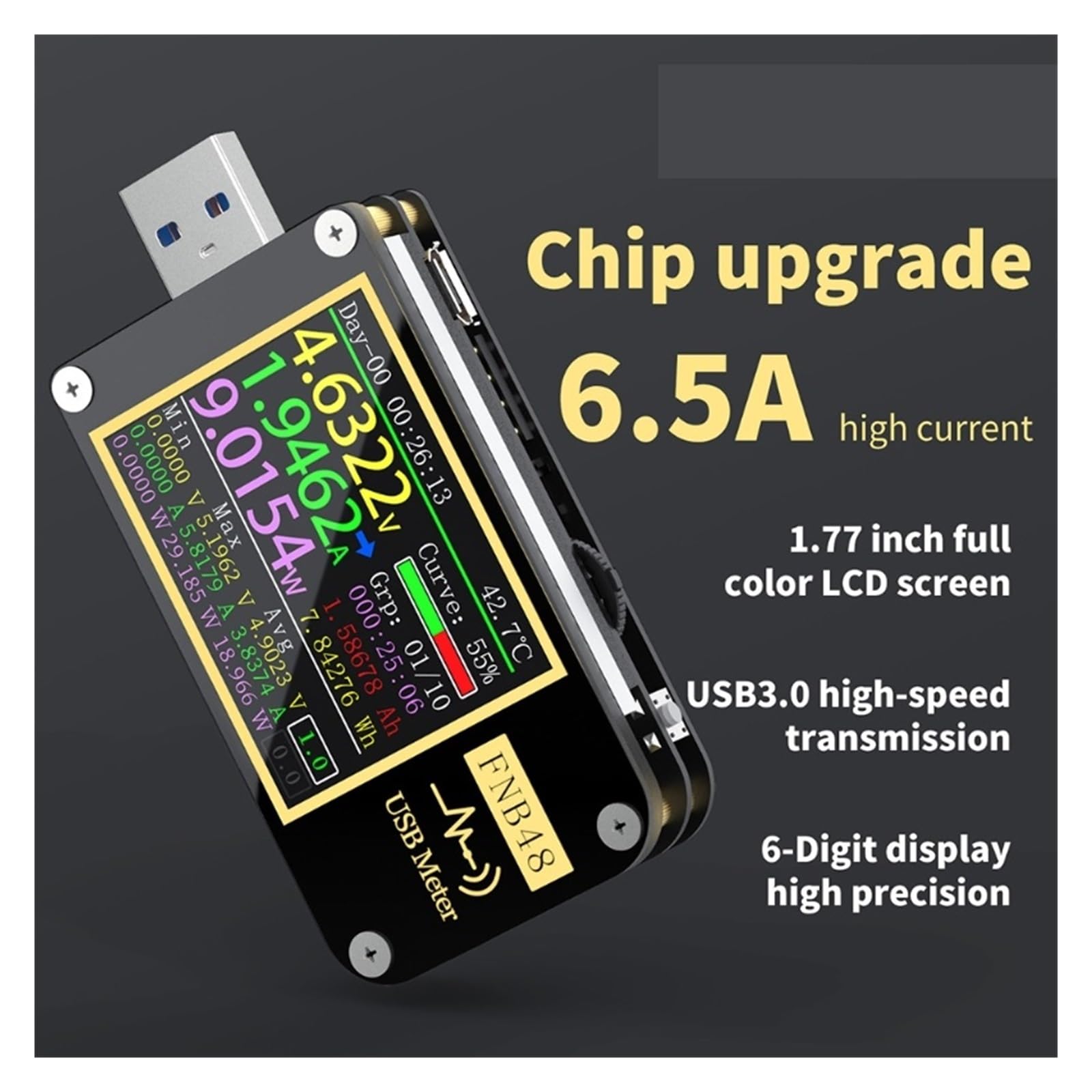 Tester USB Woltomierz wyzwalający PD Amperomierz Prąd i woltomierz Tester USB QC4 + PD3.0 2.0 PPS Protokół szybkiego ładowania Tester pojemności