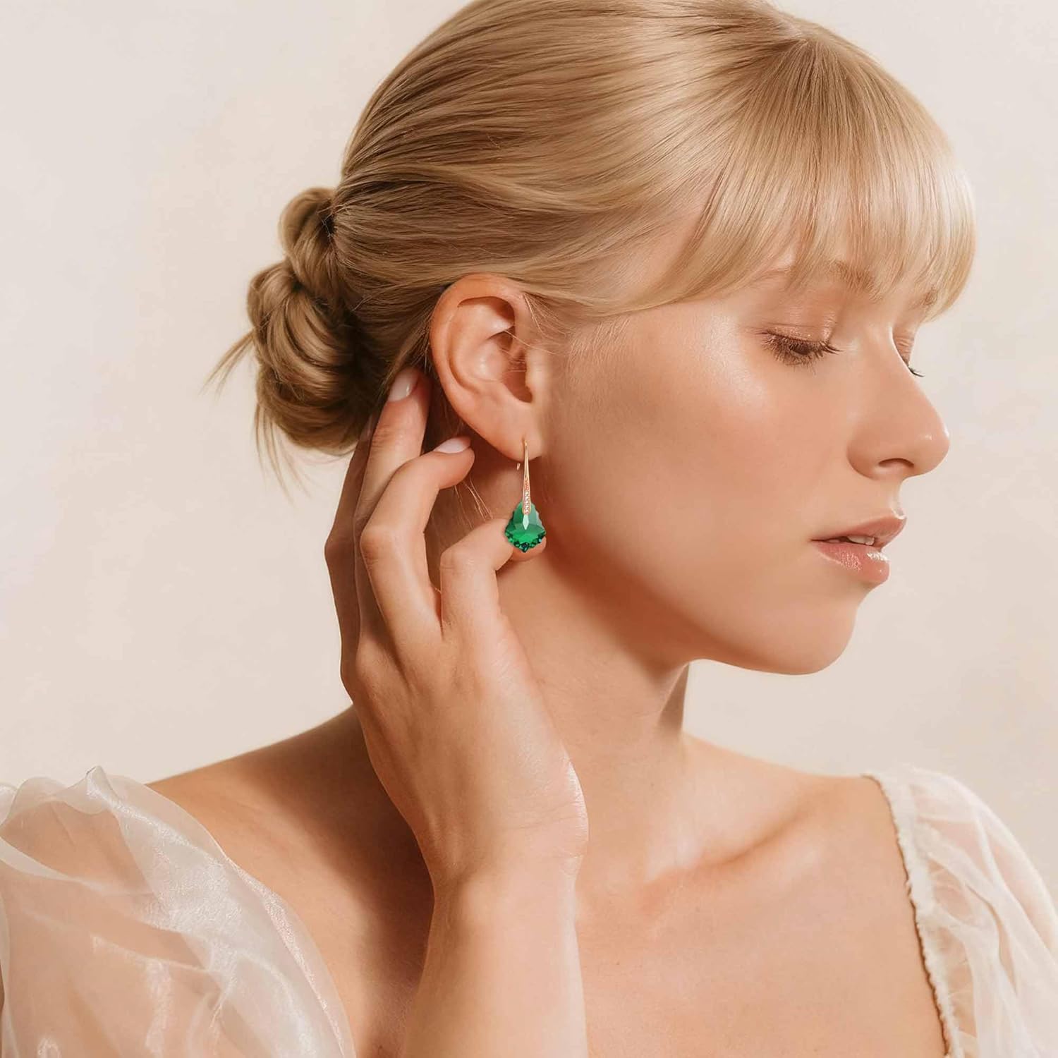 Dainty Austrian Crystal Baroque Drop Dangle Earrings for Women 14K Gold Plated Hook Earring Hypoallergenic Jewelry Gifts for Women - Image 2