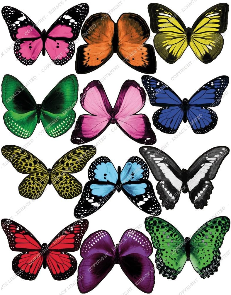 Cakeshop 12 x PRE-CUT Assorted Colour Edible Butterfly Cake Toppers