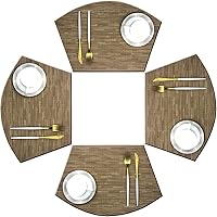 Vista 10 de Juego de 6 manteles individuales de cuña para mesa redonda de vinilo tejido de vinilo antideslizante de plástico (champán)