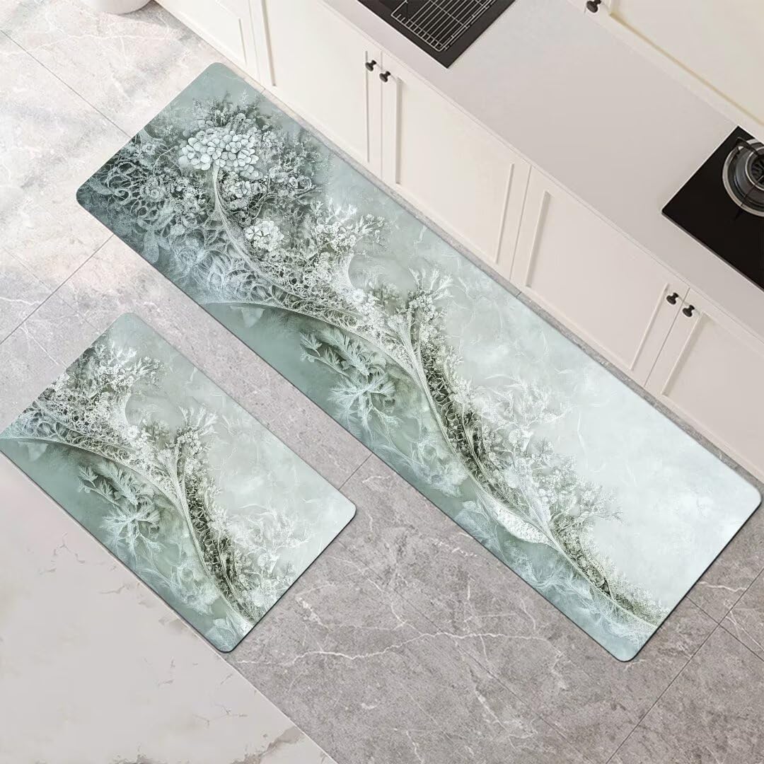 Alfombras de cocina de 2 piezas alfombra cocina lavable súper absorbente teal 1-674