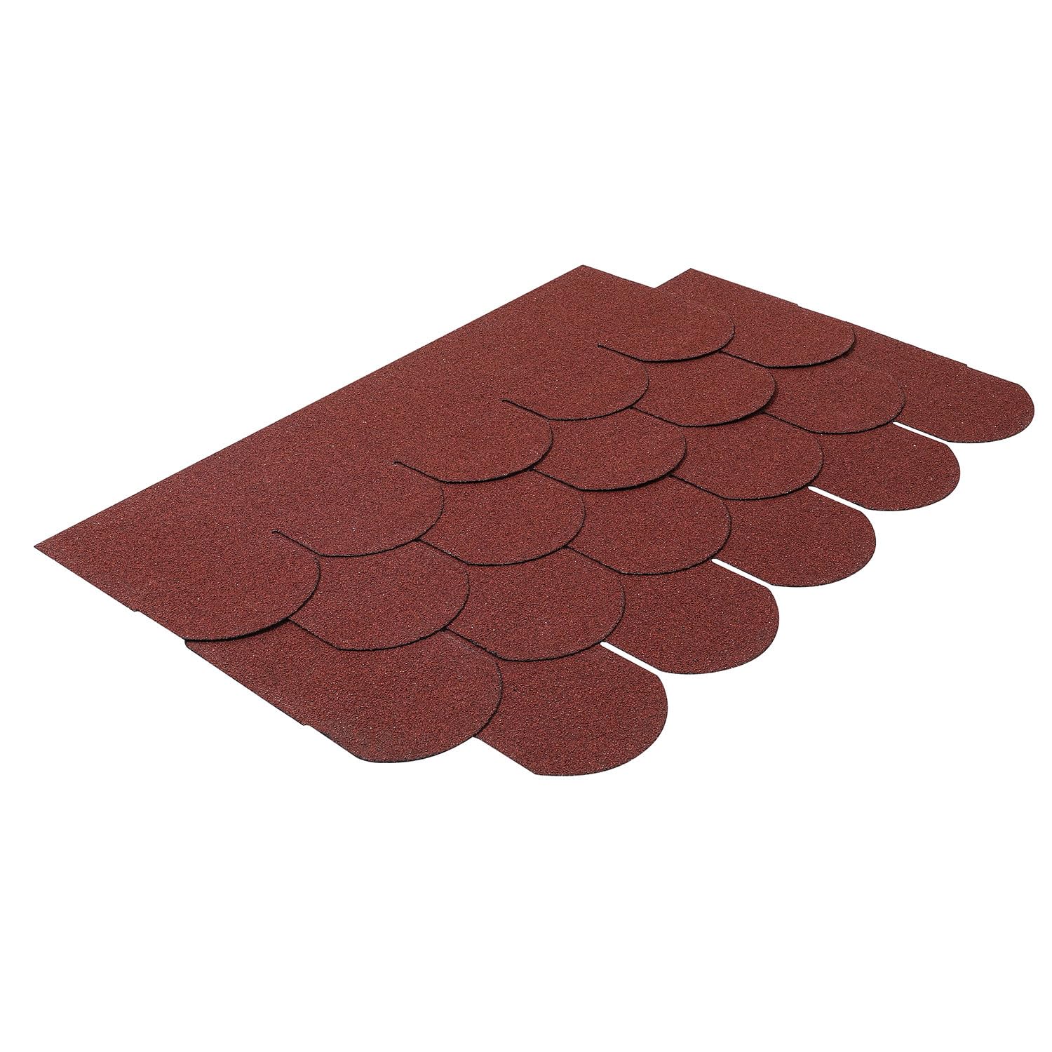 Bitumen Dachschindeln, 3 m², 21 Stück Dachschindeln für Gartenhaus und Carport, Bitumen (Rot, Fischschuppenmuster)