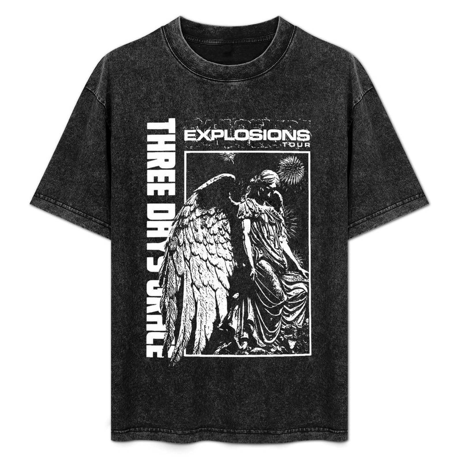 Vintage Oversized T-Shirt Cotton Three Days Grace Graphic Short Sleeve Shirts Round Neckline Clothing Unisex Tees Shirt