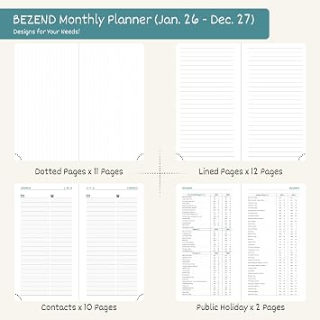 BEZEND Pocket Monthly Planner 2026-2027, 2-Year Calendar Book (3.5 x 6.5)