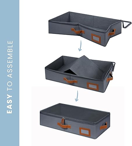 Vista 9 de OrganiHaus Contenedores de almacenamiento debajo de la cama, cubos de almacenamiento y organización para dormitorio, organizador de ropa para Gris