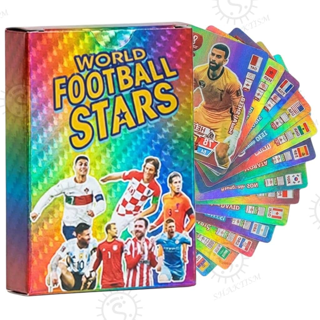 World Football Soccer Star Rainbow Cards, Soccer,Football TradingCard, 2024 World Cup Football Star Card, UEFA Champions League, Pack of 55 (World Football Star Soccer Card Rainbow)