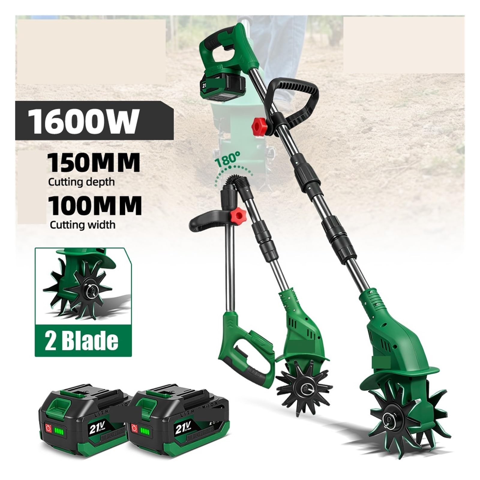1600W 150MM Elektryczny Kultywator Obrotowy Przenośna Przycinarka Do Trawy Przewracanie Gleby Kosiarka Narzędzie Sworznia Akumulatora DużA Moc(No Battery)