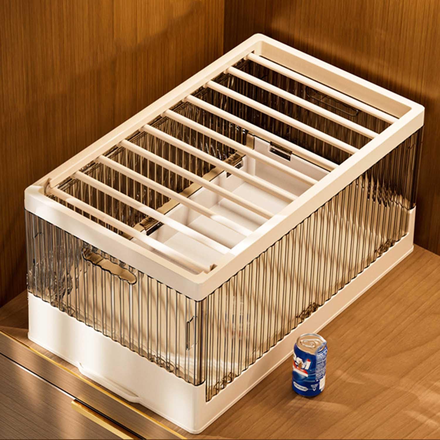 Panier de rangement en plastique ajustable et empilable avec 10 couvercles