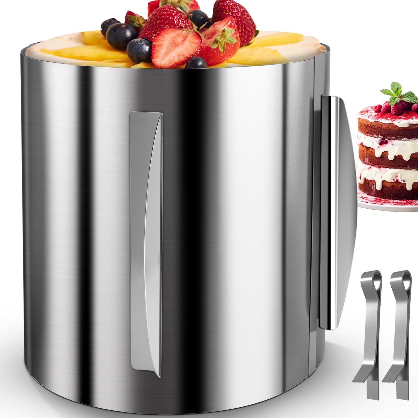 Anello Torta Regolabile Ø 16-30cm Acetato per Torte Frost Form Cake in Anello Microforato Crostata, Pasticceria Atampo Microforato per Crostate Altezza 20cm per Dolci, Mousse, Torte