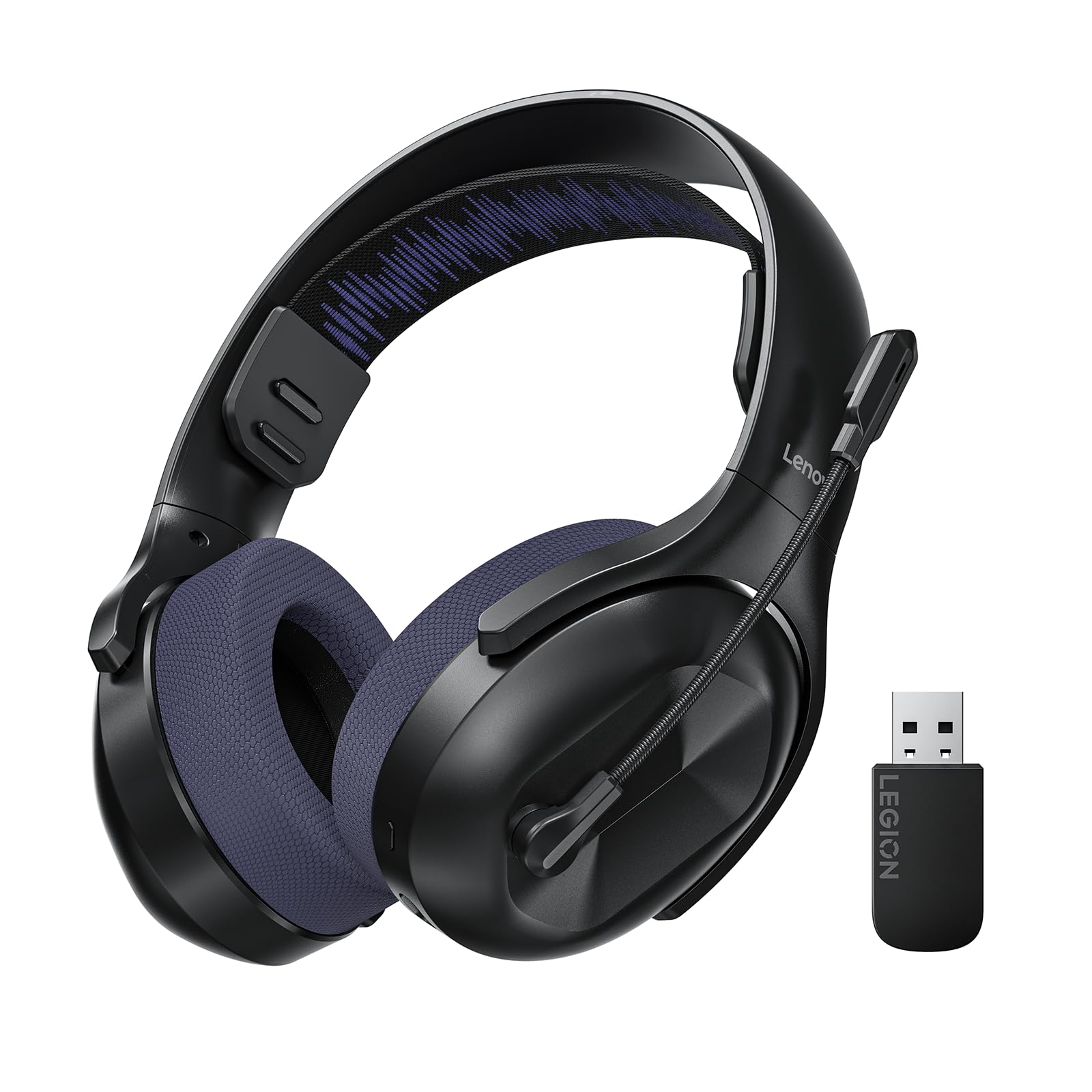 Lenovo Legion H410 - Auriculares Inalámbricos Gaming (Giratorios 90°, Ajustables, Receptor USB-A, BT 5.2, Compatible con PC, Legion Go Series, Otras Consolas) Negro