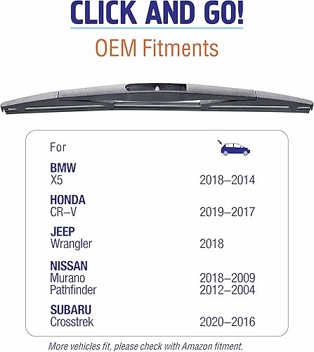 Miniatura 3 de Limpiaparabrisas trasero de 12 pulgadas (12-B) de repuesto para Honda CR-V 2019-2017 Element 2011-2003BMW X5 2018-2014Subaru Crosstrek 2020-2016