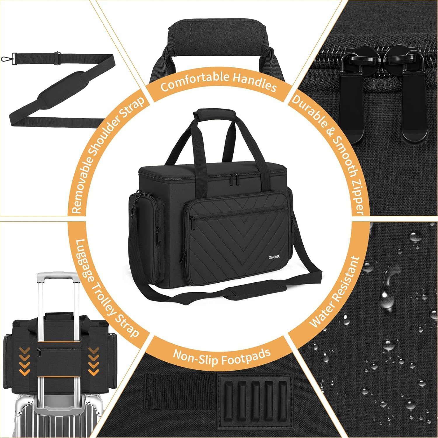 GMAK Sewing Machine Case with Detachable Dolly, Rolling Sewing Machine Bag