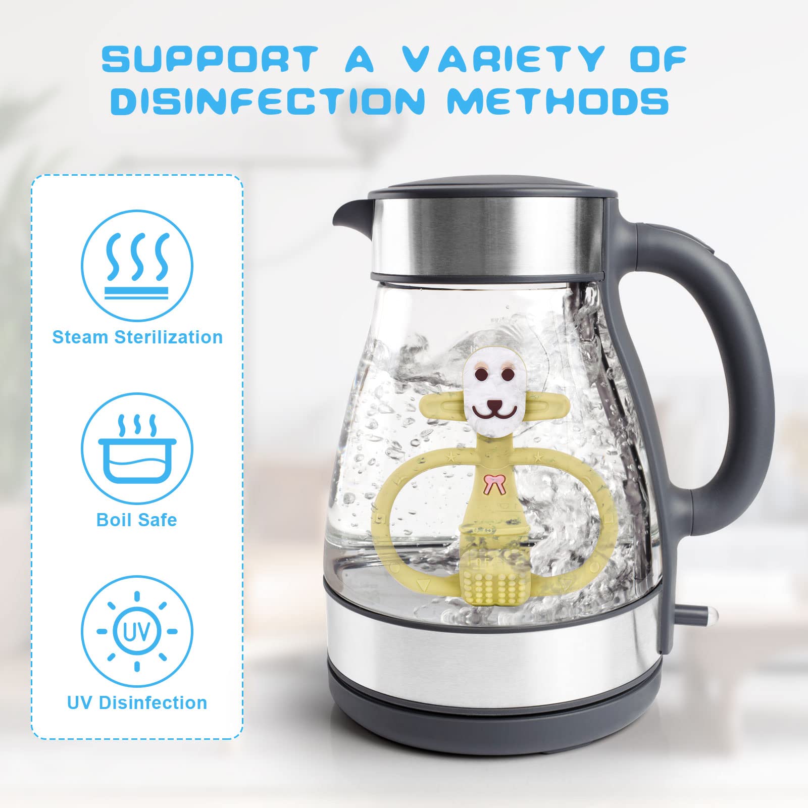 Vicloon Massaggia gengive per neonati, Massaggiagengive Neonati in Silicone Senza BPA, Dentizione Neonati Giocattolo, Adatto a Ragazzi e Ragazze, Stile Scimmia Verde