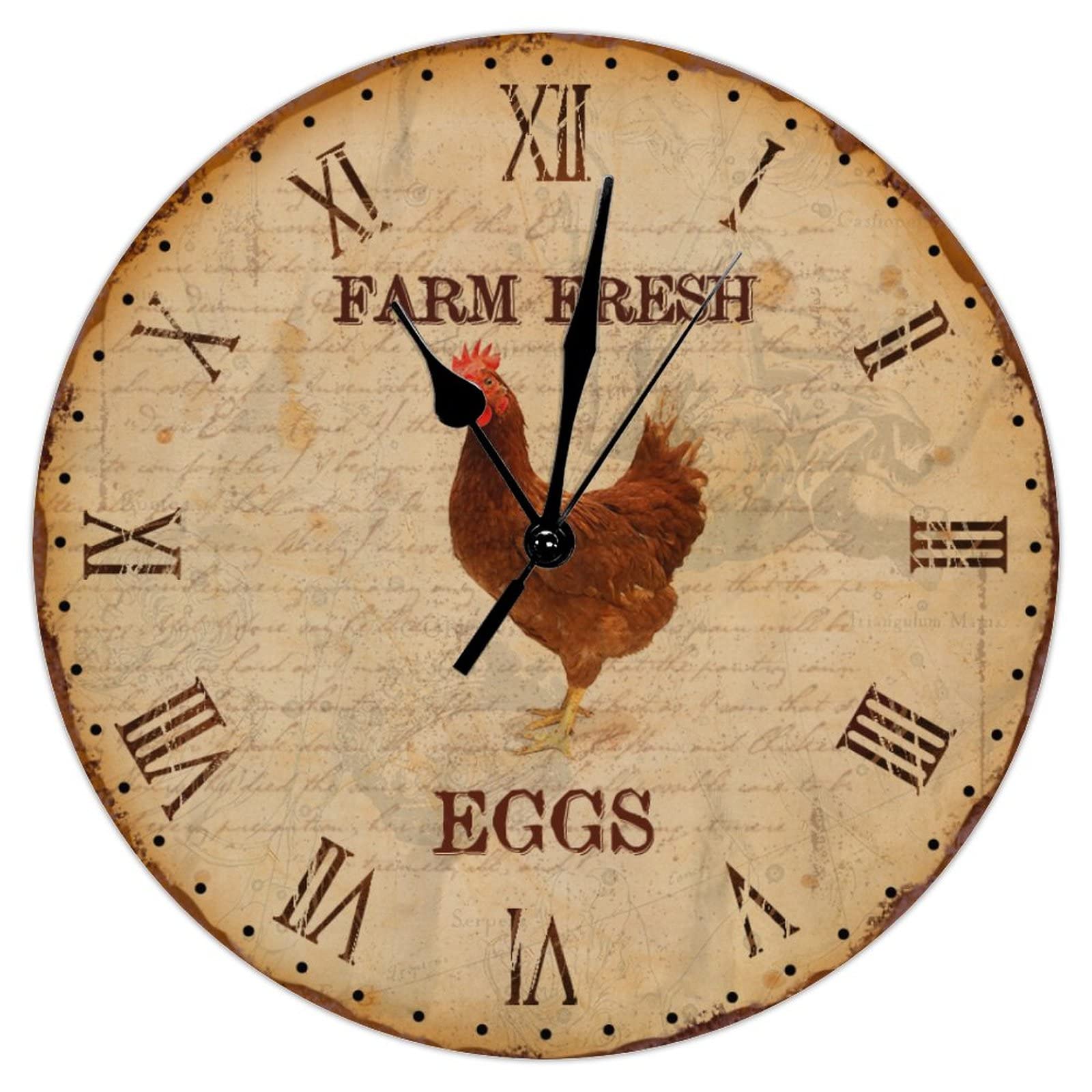 Horloge rétro rustique Cottage Chic 38cm décoration murale coq vintage