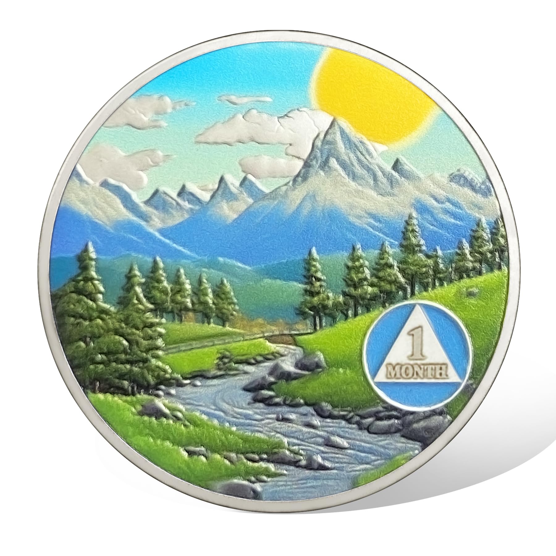 Moneta Della Sobrietà 'Sunrise Of Renewal' Con Simbolo AA E Citazione Ispiratrice, In Ferro Placcato Oro, Diametro 3,5 Cm, Regalo Per Percorso Di Recupero