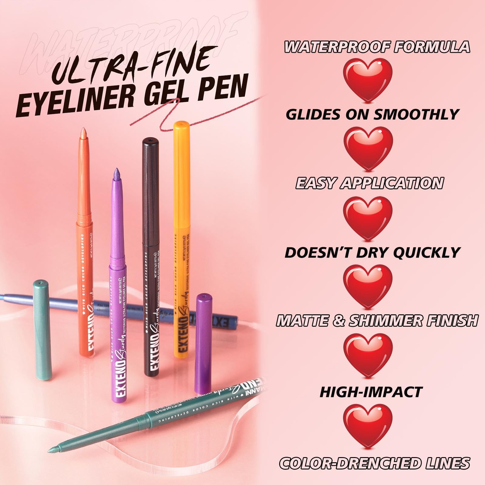 Wasserdichtes, wischfestes Creme-Eyeliner-Set, schnelltrocknend, glatter Gleiter, 12 vielseitige Farbtöne erhältlich, Anfänger-zugelassen, langlebig, sicher für empfindliche Augen und alle