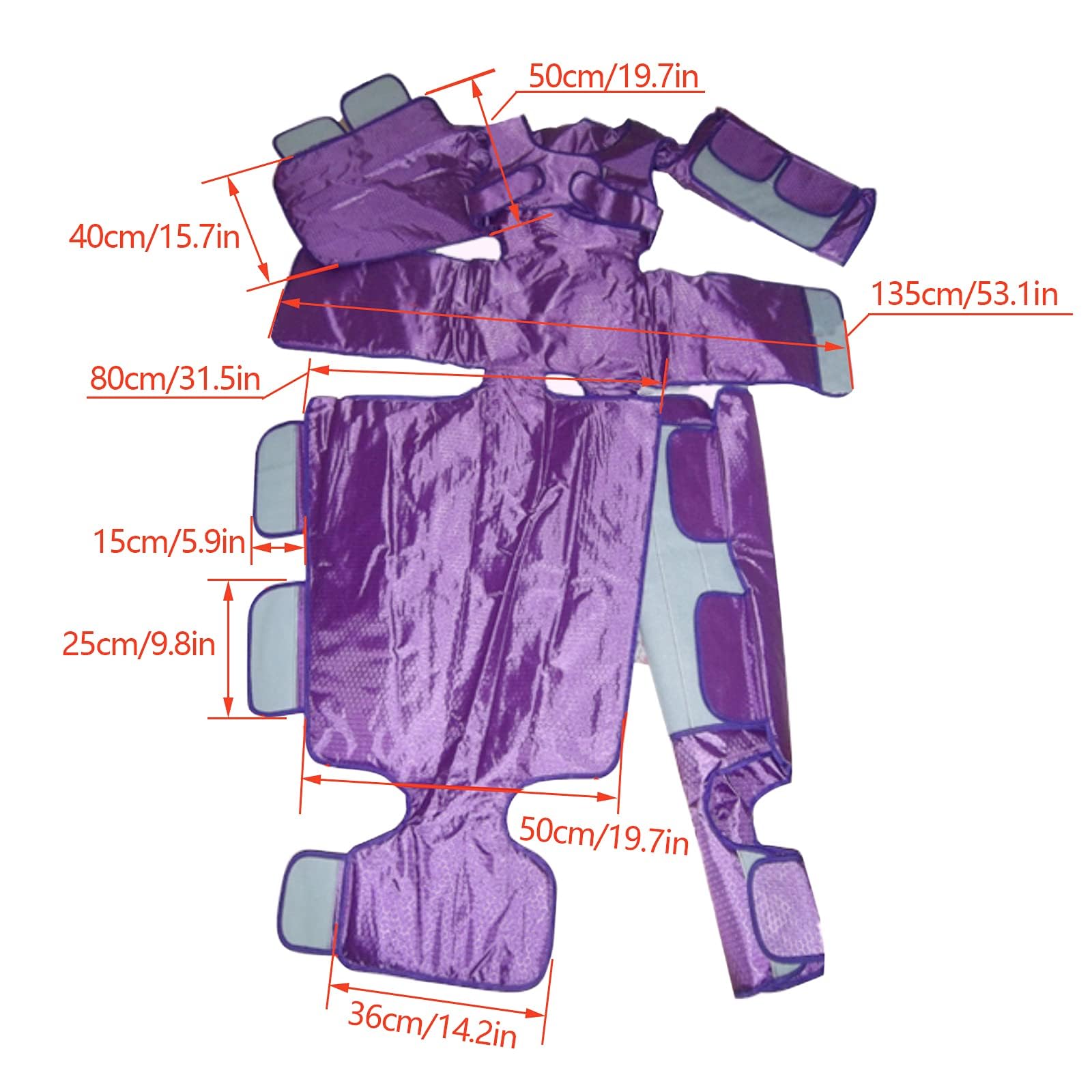 Massaggiatore tutto il corpo, 600 W, 220 V, elettrico per tutto il corpo, pressoterapia, massaggio linfatico, perdita di peso per circolazione sanguigna e rilassamento muscolare (viola)