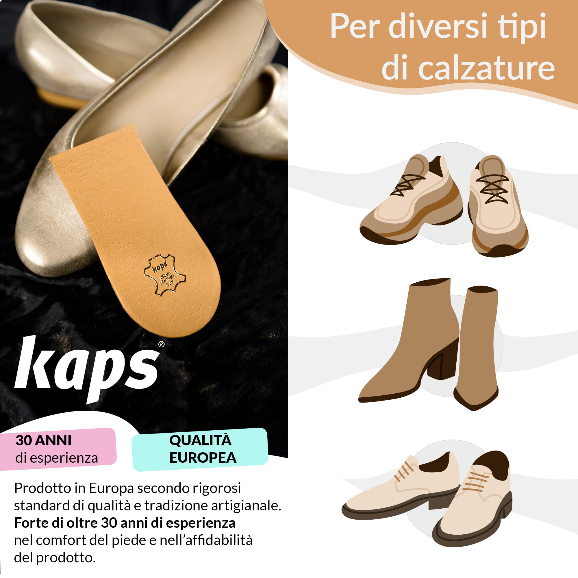 Elevatore per Tallone, Rialzo per Tallone, Zeppa Ortotica, Pad per Scarpe, Molte Larghezze e Spessori, Copertura in Pelle, Topmed, Fornito a NHS, 2 Pezzi Sinistra e Destra