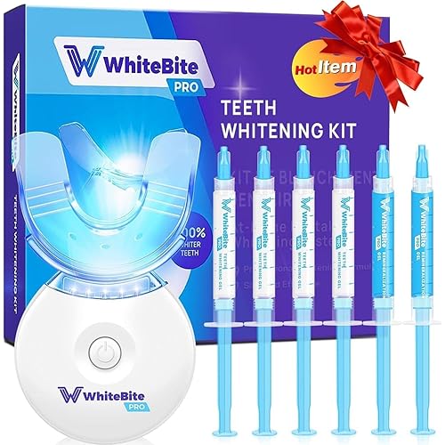Whitebite Pro Teeth Whitening Kit for Sensitive Teeth | 4 Whitening Gels & 2 Remineralizing Gels | LED Light System for Fast Results | Professional Dental Grade | Enamel Safe