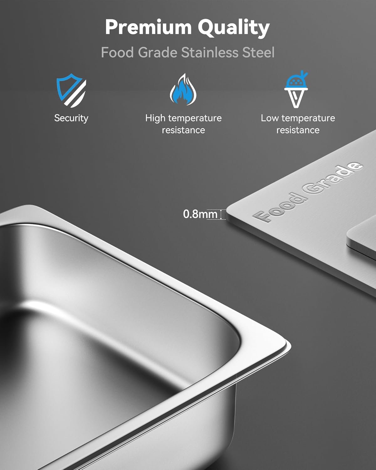 6 Pack Hotel Pans, 1/3 Size 4" Deep Steam Table Pan, 22 Gauge Anti Jam Stainless Steel Steam Pan, Commercial Food Storage Containers for Catering Supplies - Image 2