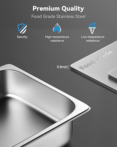 Miniatura 2 de Paquete de 6 sartenes de hotel, 13 de tamaño de 4 pulgadas de profundidad, sartén de vapor de acero inoxidable antiatascos de calibre 22,