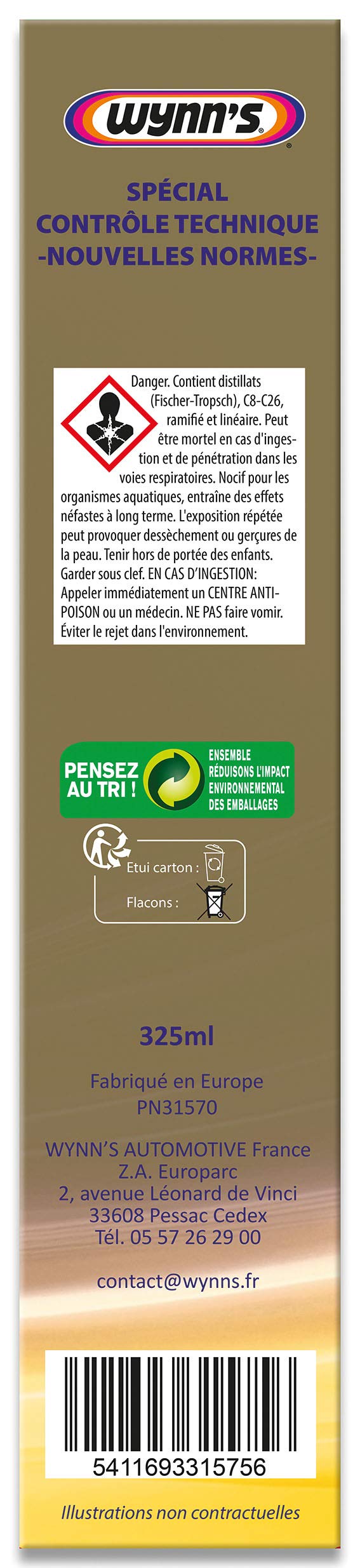 Wynn's Aditivo Control Técnico Diesel - Limpiador de inyectores - 325 ml | Reduce los Humos Negras - Limpia los Inyectores Diesel - Ayuda a Preparar el Vehículo para el Control Técnico